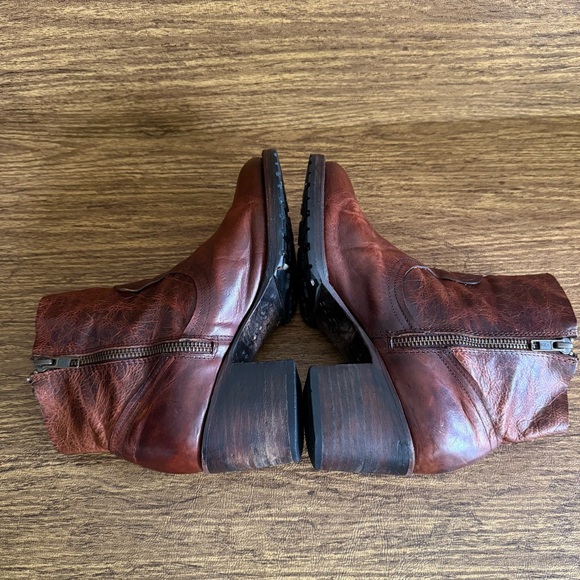 Freebird Flint by Steven Cognac Leather Ankle‎ Booties Size 8 Block Heeled Boots - Picture 6 of 13